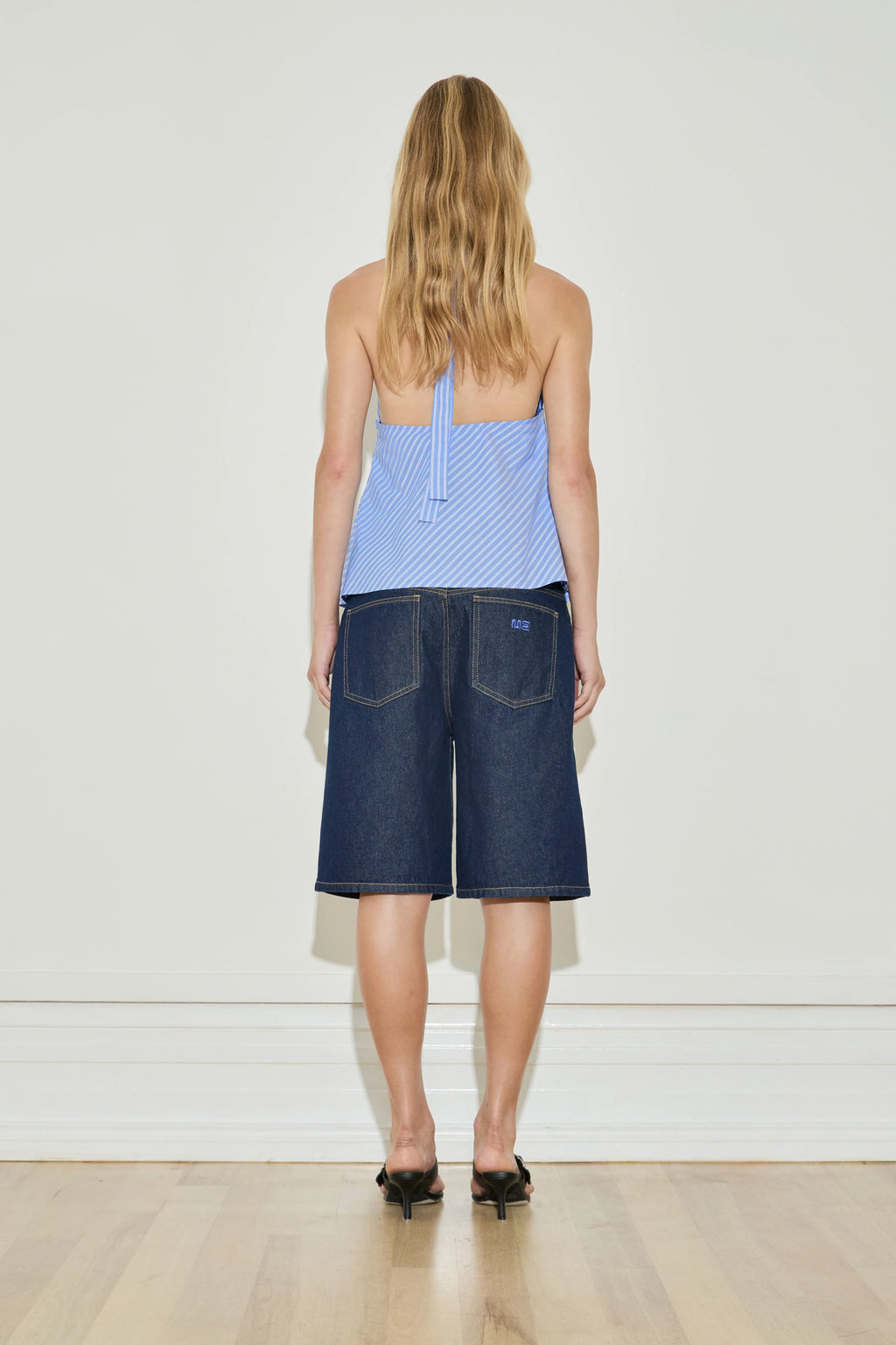 VINTAGE HALTER CAMI - BLUE STRIPE 004