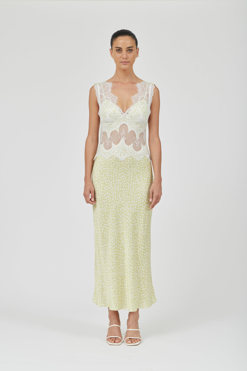 VISIONS LACE DEEP V MAXI DRESS - DAISY