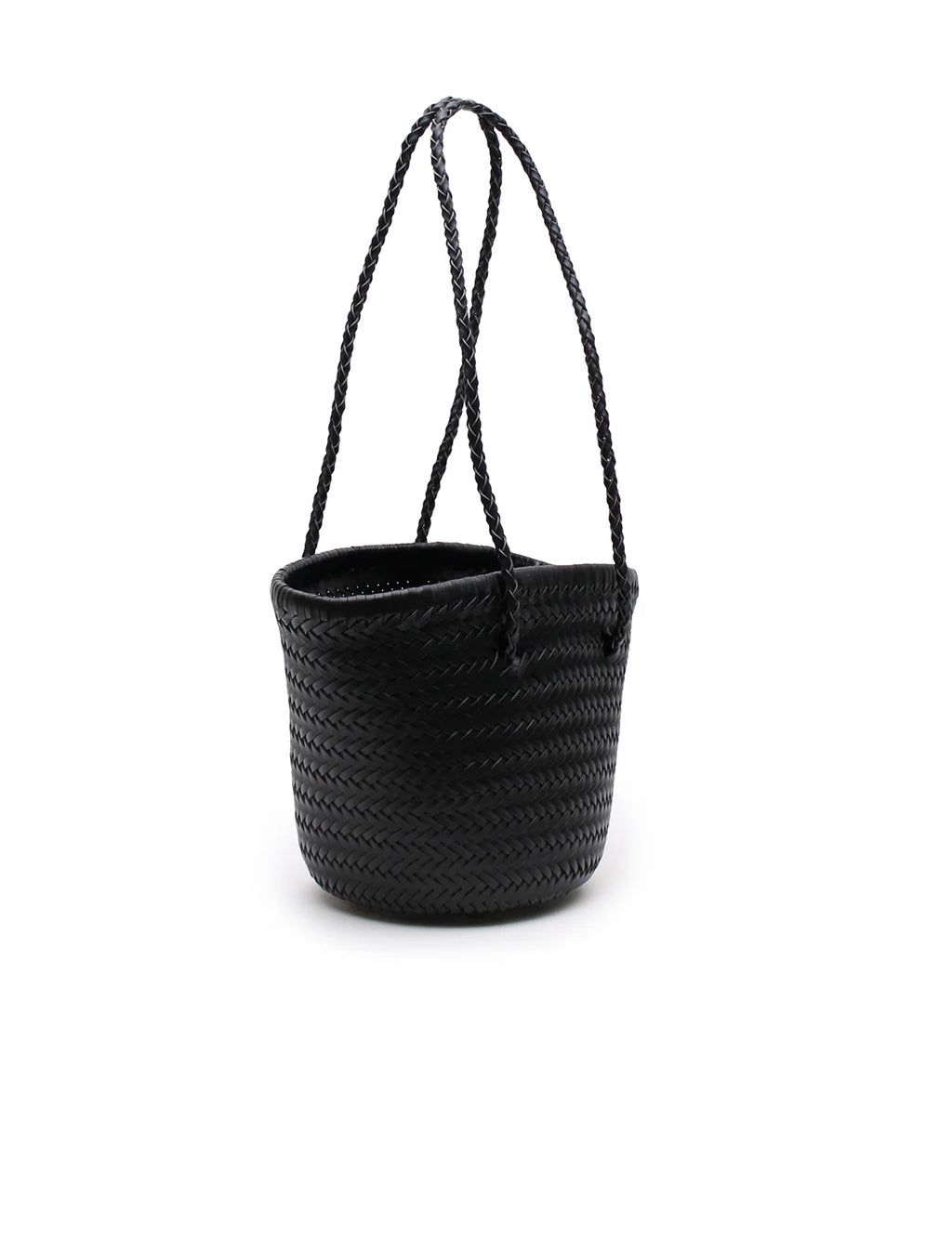WOVEN BUCKET BAG - BLACK