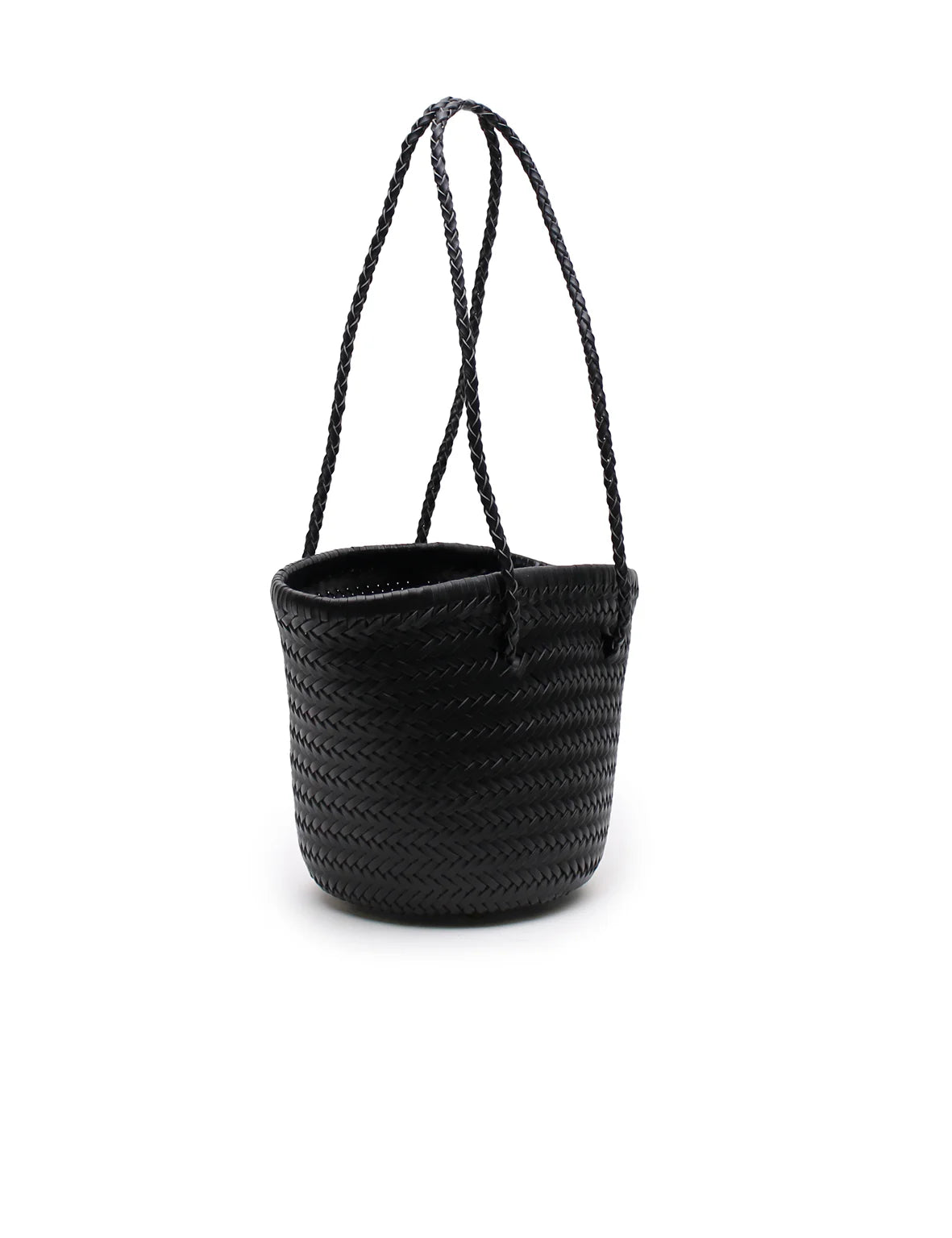 WOVEN BUCKET BAG - BLACK