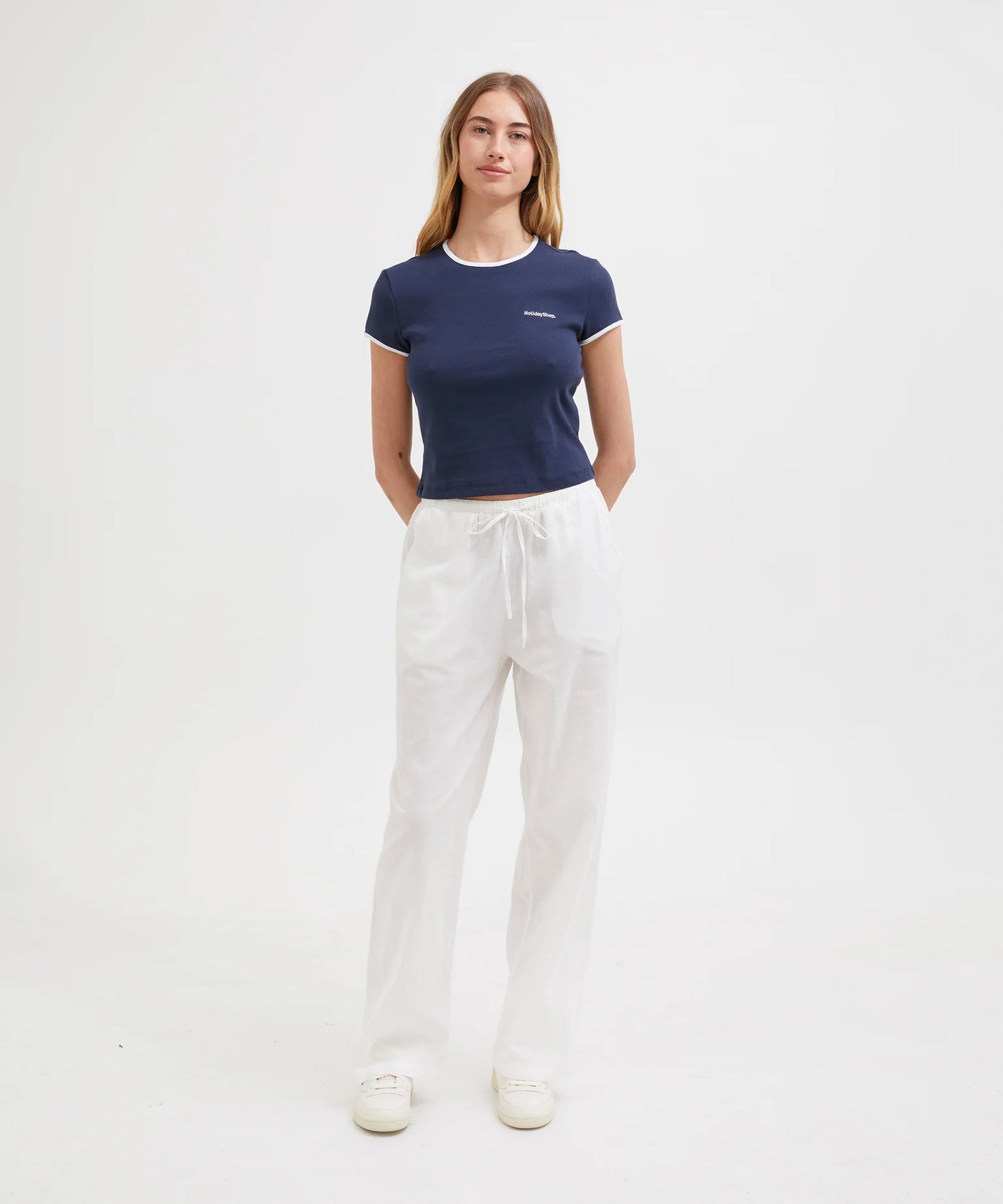 HS BABY TEE - NAVY/WHITE