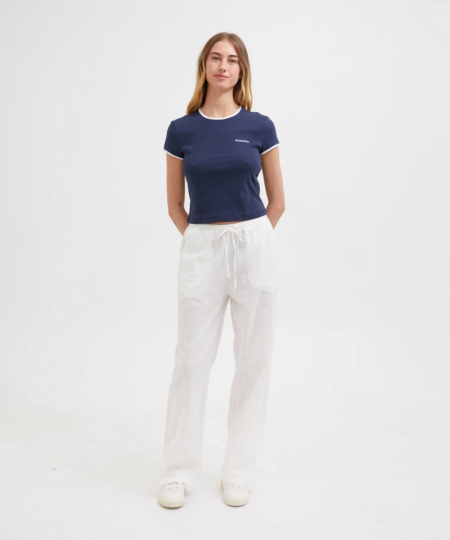 HS BABY TEE - NAVY/WHITE