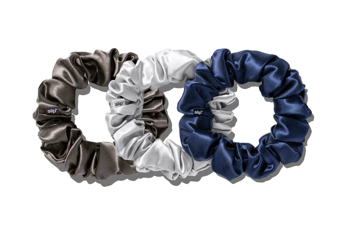 SLIP PURE SILK LARGE SCRUNCHIES - SET OF 3 - MIDNIGHT