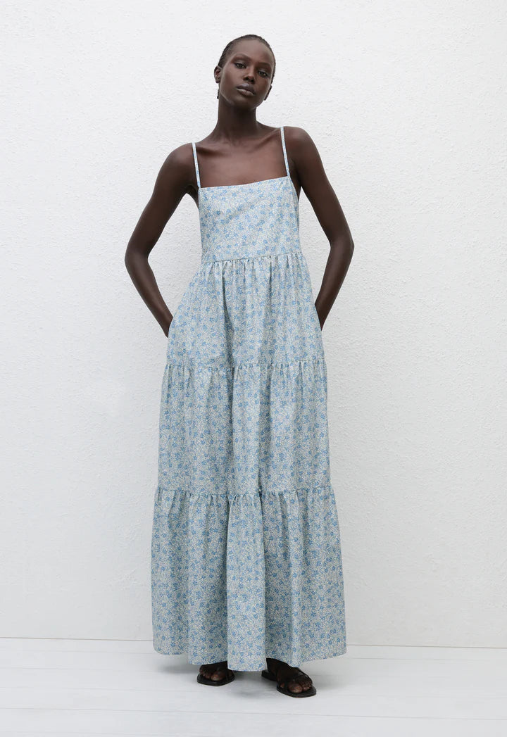 TIERED LOW BACK SUNDRESS - CORNFLOWER