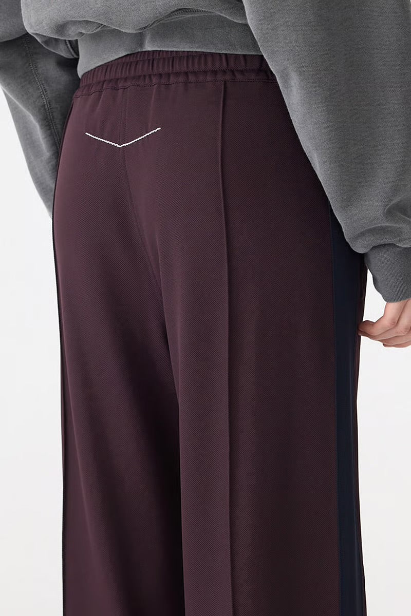 TWILL STRIPE DETAIL PANT - DARK PLUM / INK