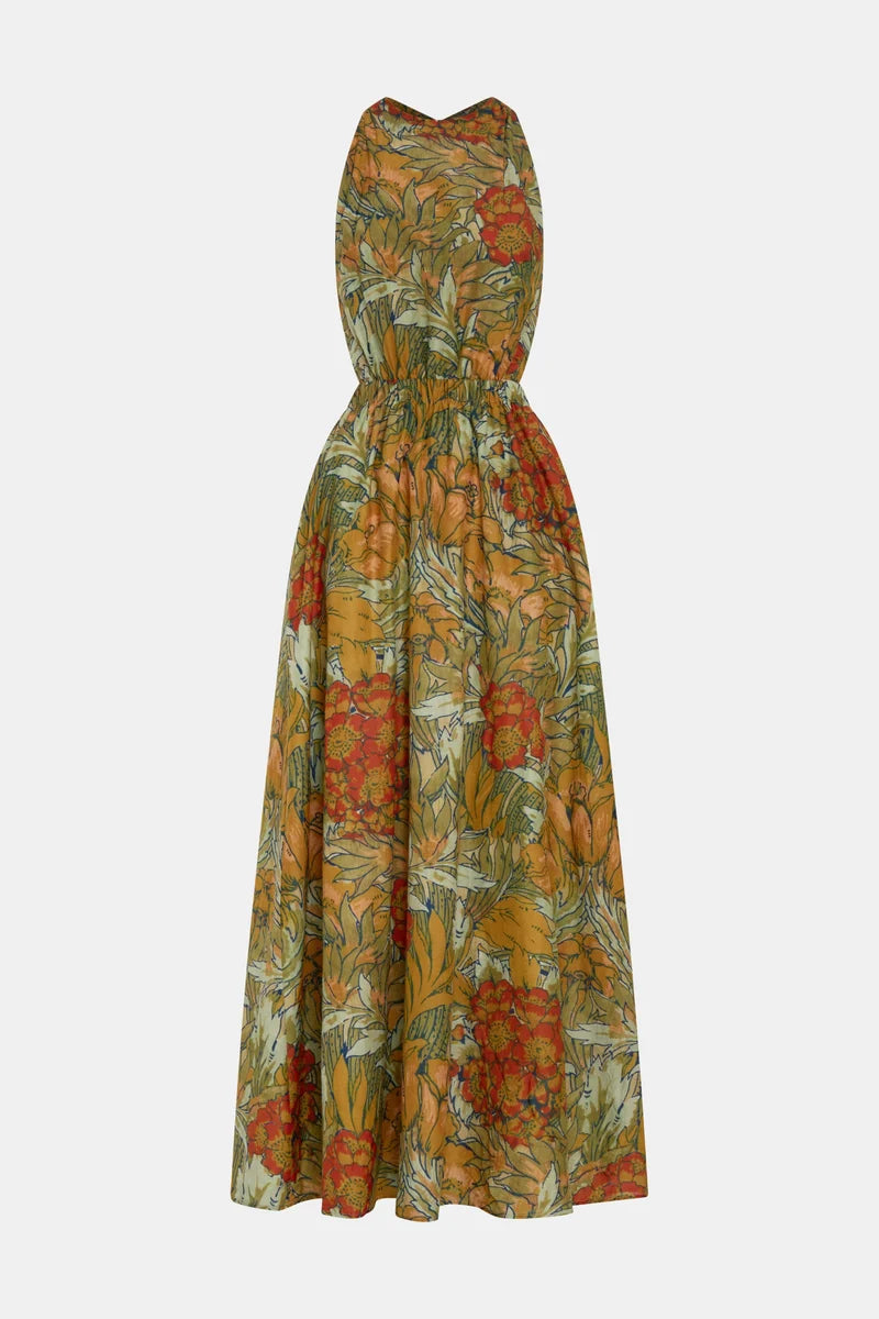 (PRE-ORDER) ELIANA CROSS BACK MAXI DRESS - ALIERA FLORAL MINT