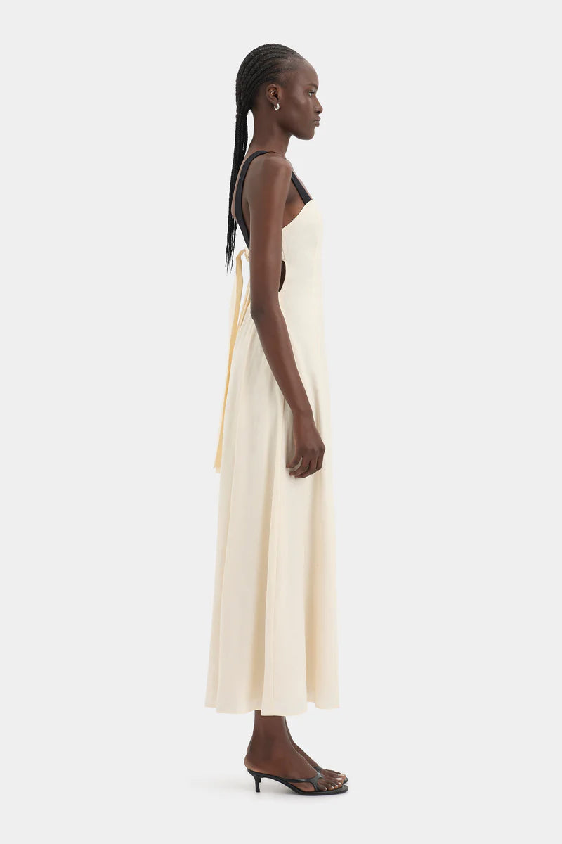 AYLA TIE BACK MAXI DRESS - BONE