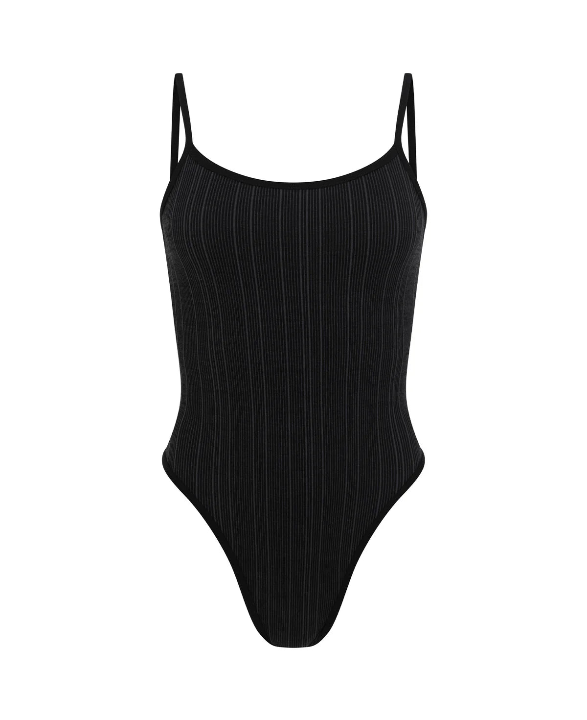 (PRE-ORDER) PINSTRIPE WOOL BODYSUIT - OBSIDIAN