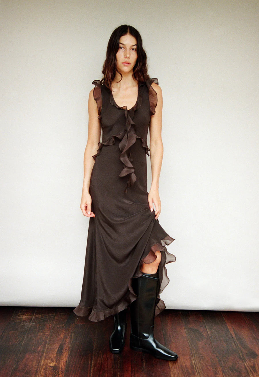 WEAK IN THE KNEES DRESS - BLACK COFFEE