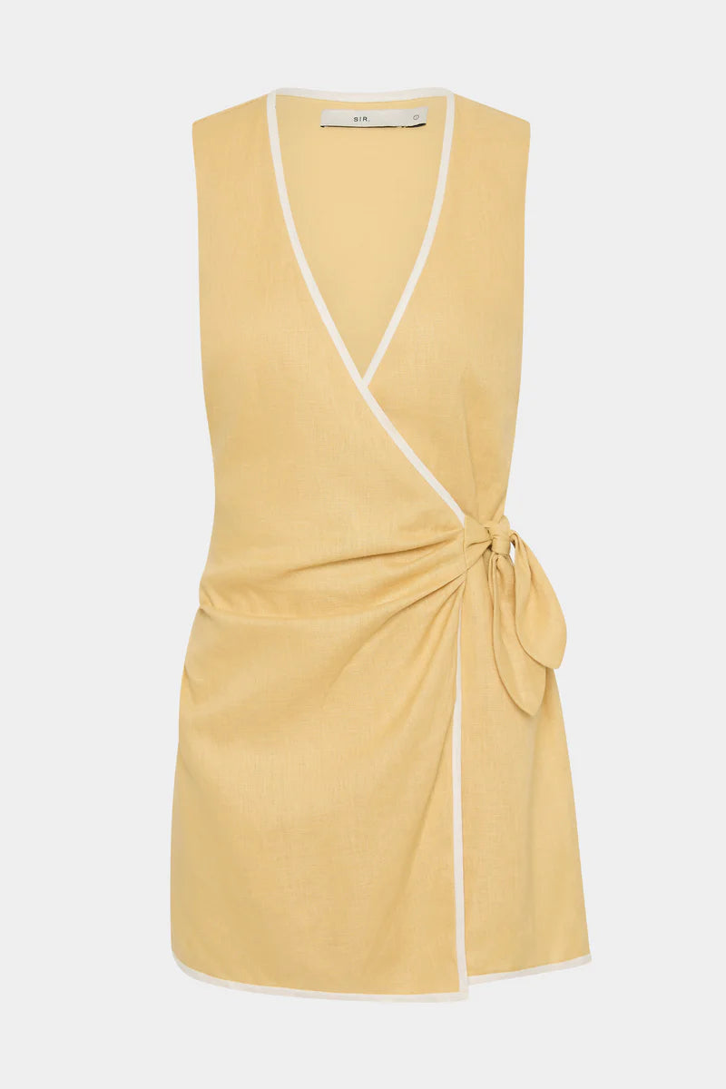 CARLOTTA WRAP MINI DRESS - RAFFIA