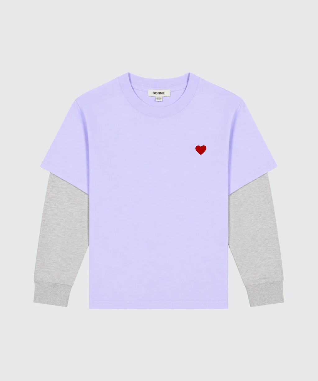 LAYERED LONGSLEEVE - VIOLET / GREY MARLE