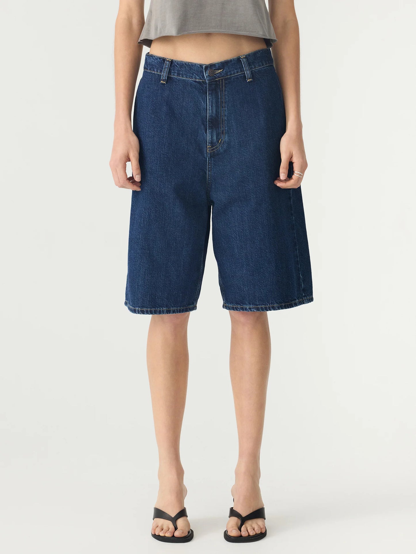 WIDE LEG DENIM SHORT - WORN INDIGO