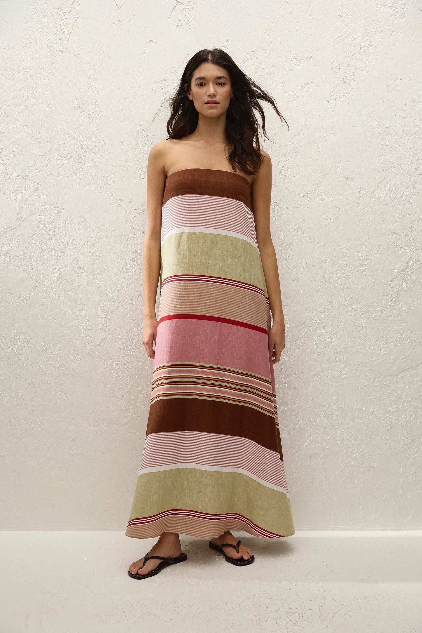 YOLINA MAXI DRESS- BARRAGAN STRIPE DUSTY MAUVE