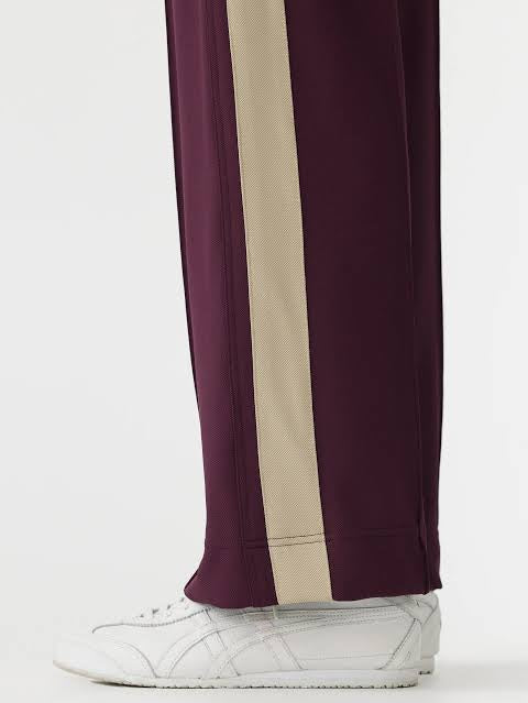 TWILL STRIPE DETAIL PANT - BURGUNDY/LIGHT TAN