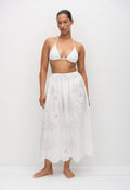 BRODERIE MIDI SKIRT - WHITE