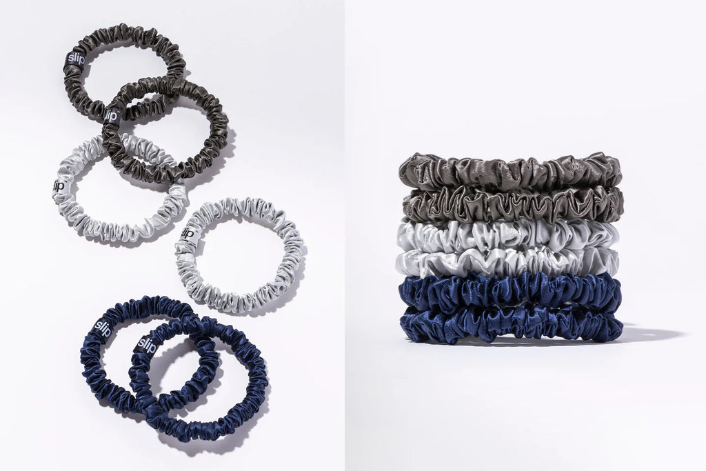 SLIP PURE SILK SKINNY SCRUNCHIES - SET OF 6 - MIDNIGHT