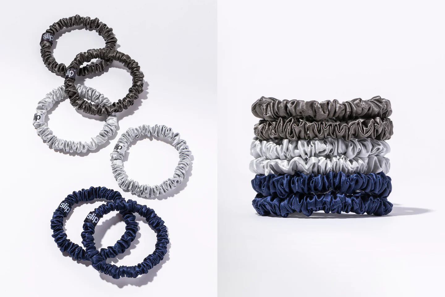 SLIP PURE SILK SKINNY SCRUNCHIES - SET OF 6 - MIDNIGHT