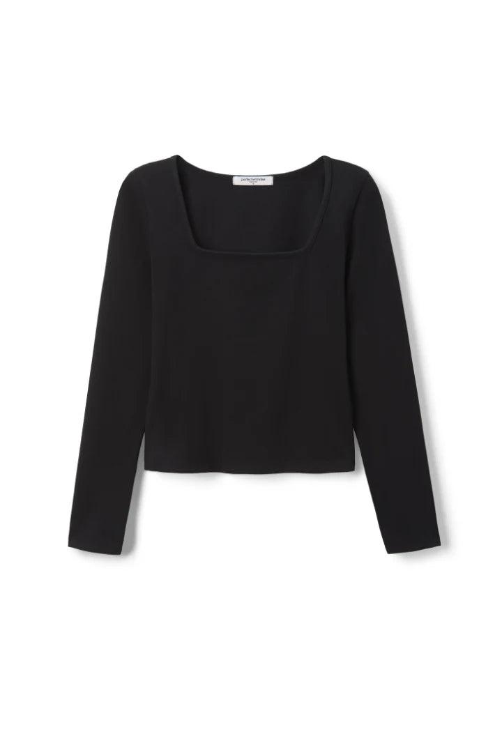 MAEVE 90'S JERSEY LONGSLEEVE TOP - BLACK