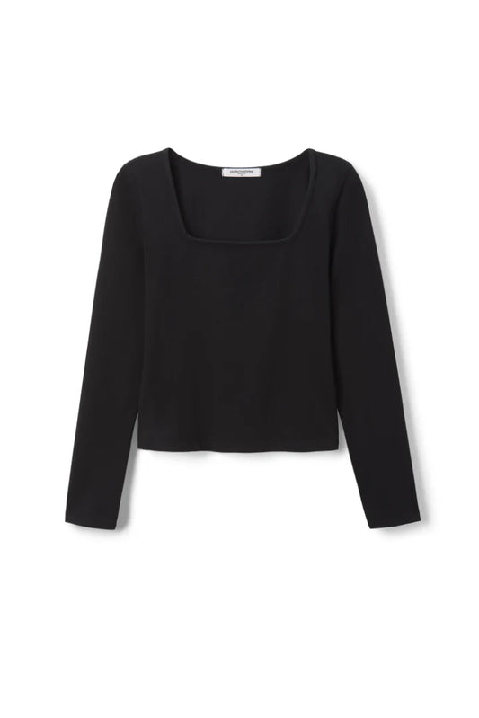 MAEVE 90'S JERSEY LONGSLEEVE TOP - BLACK
