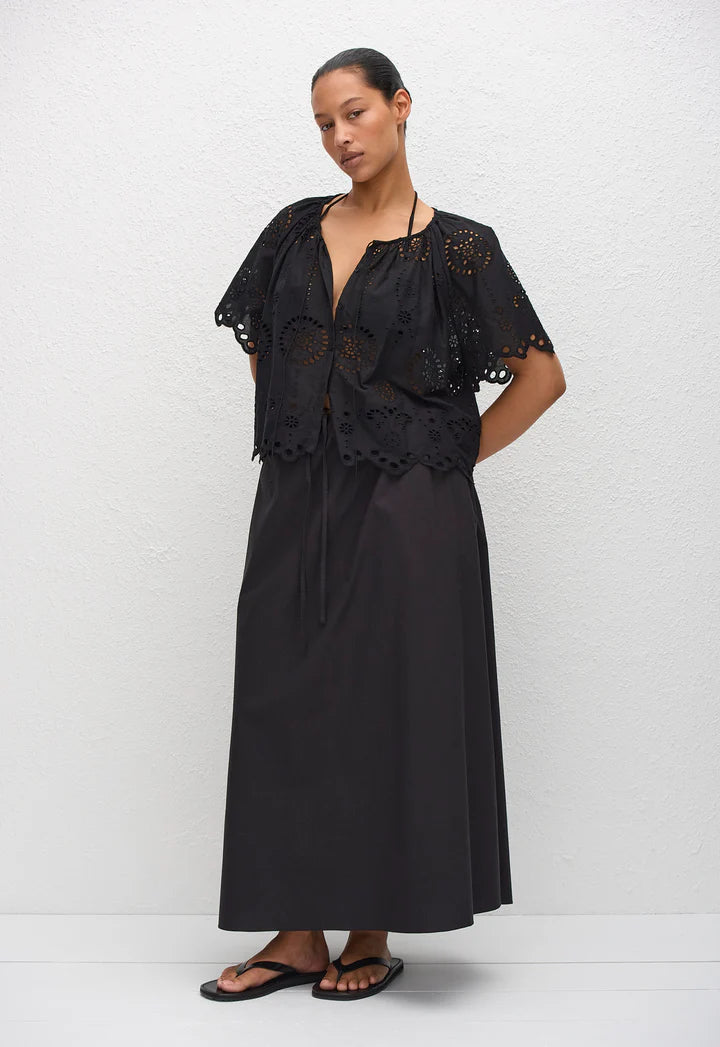 BRODERIE BLOUSE - BLACK