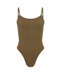 PINSTRIPE WOOL BODYSUIT - HARVEST
