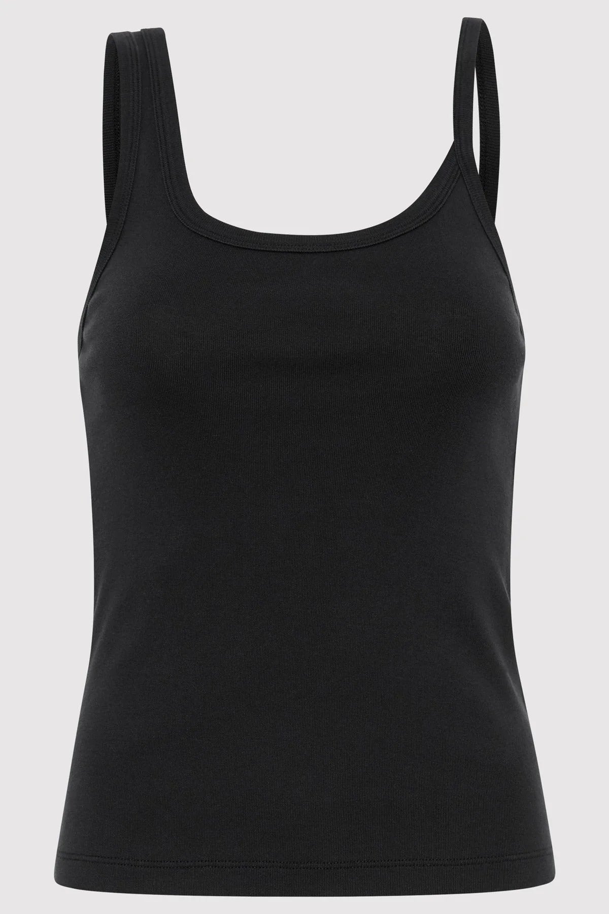 ORGANIC COTTON ASSYMETRIC TANK - BLACK