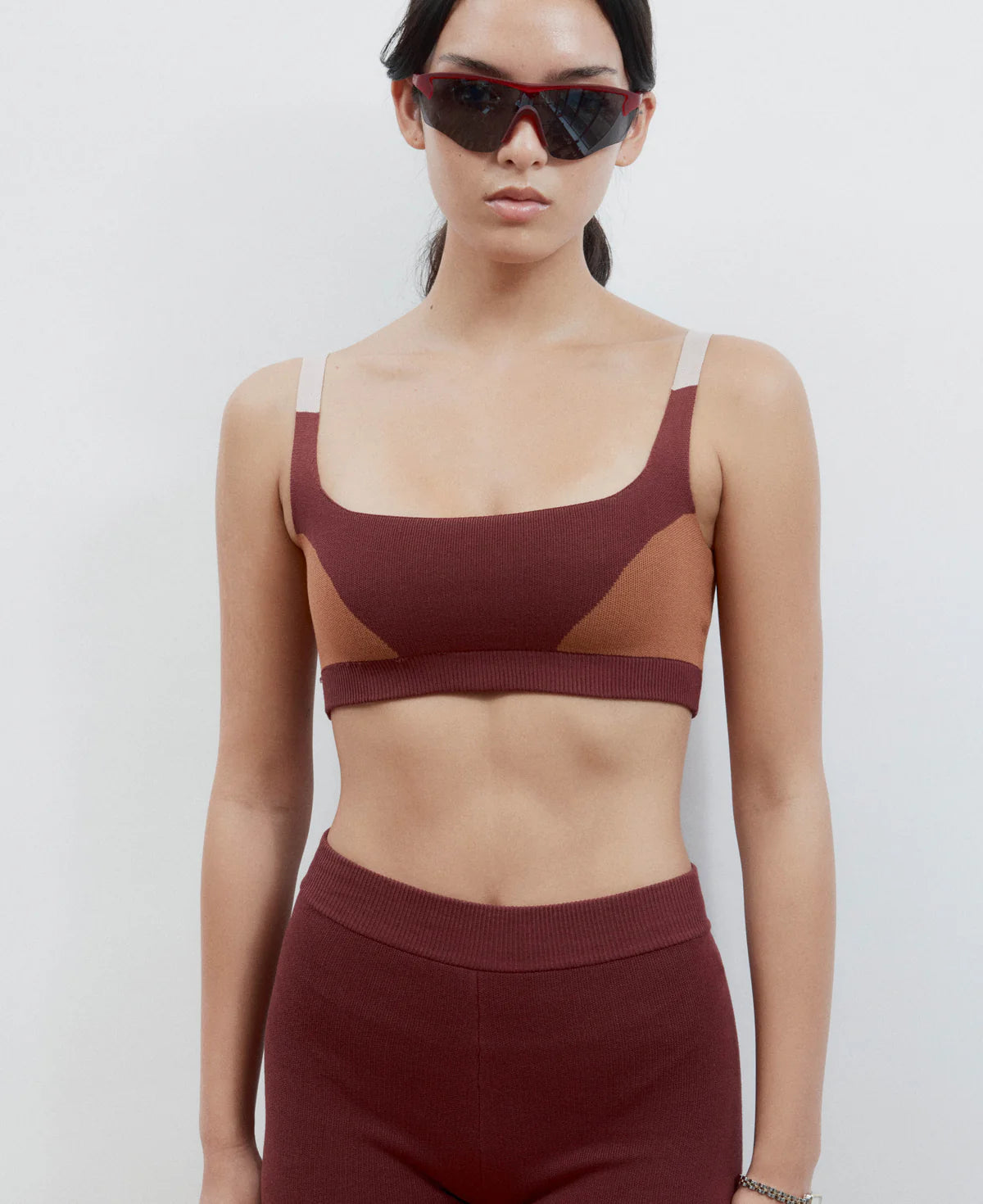 (PRE-ORDER) ORGANIC COLOUR BLOCK BRALET - MULBERRY