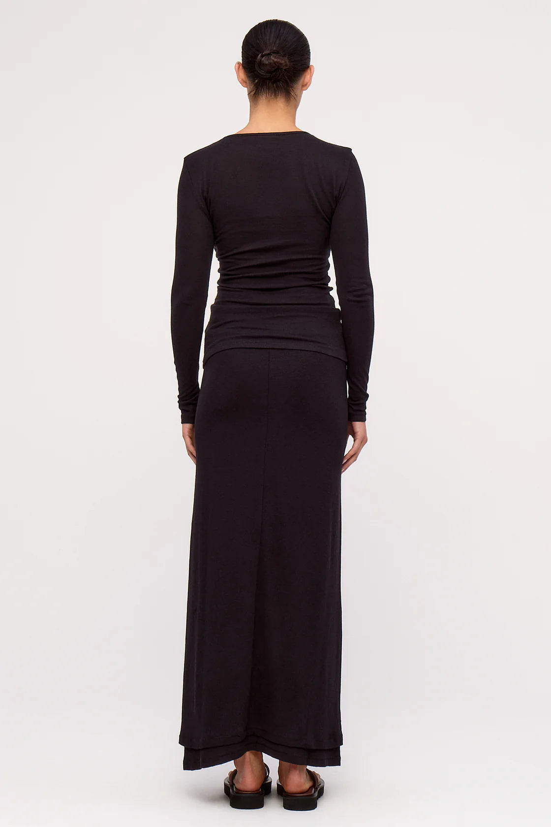 RIB HEMP JERSEY LONGSLEEVE TOP - BLACK