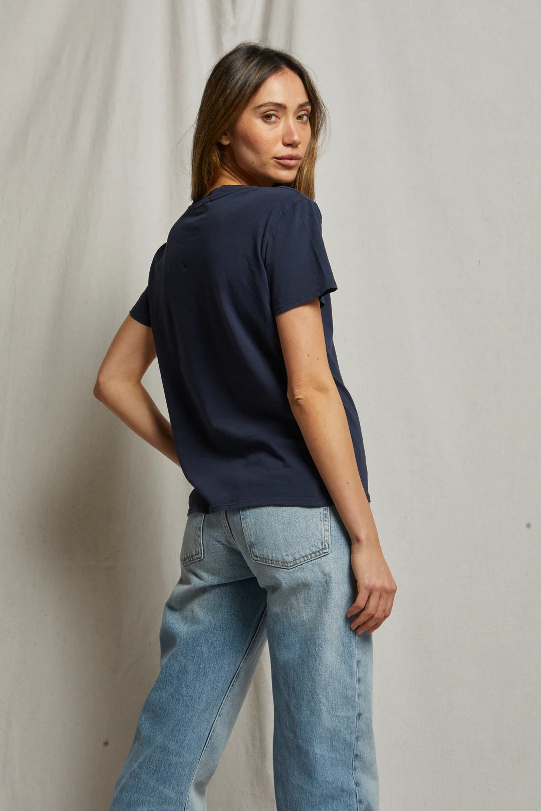 HARLEY COTTON BOXY CREW - NAVY