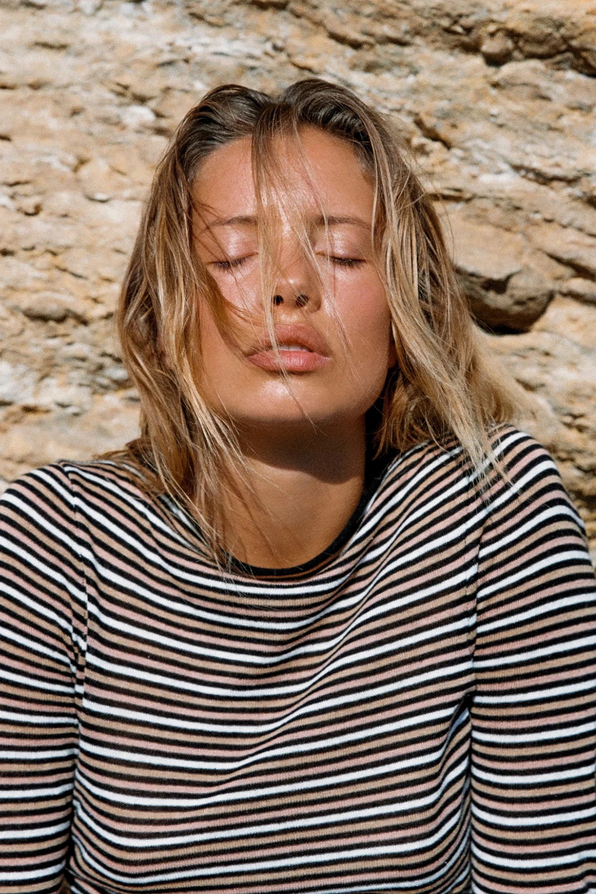 TAN STRIPE KNIT MINI DRESS - TAN STRIPE