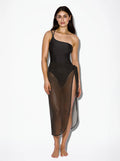 LONG MESH SARONG WITH TIES - SEPIA