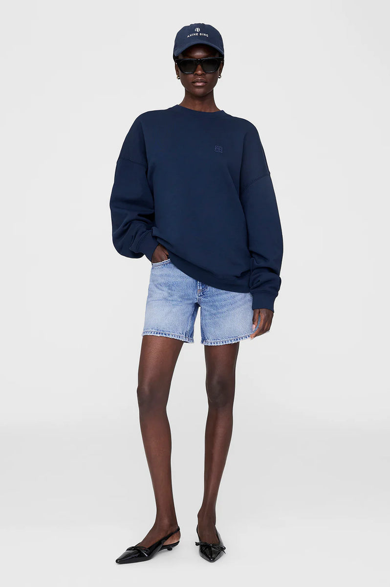 MILES SWEATSHIRT FRAMED MONOGRAM - WASHED NAVY
