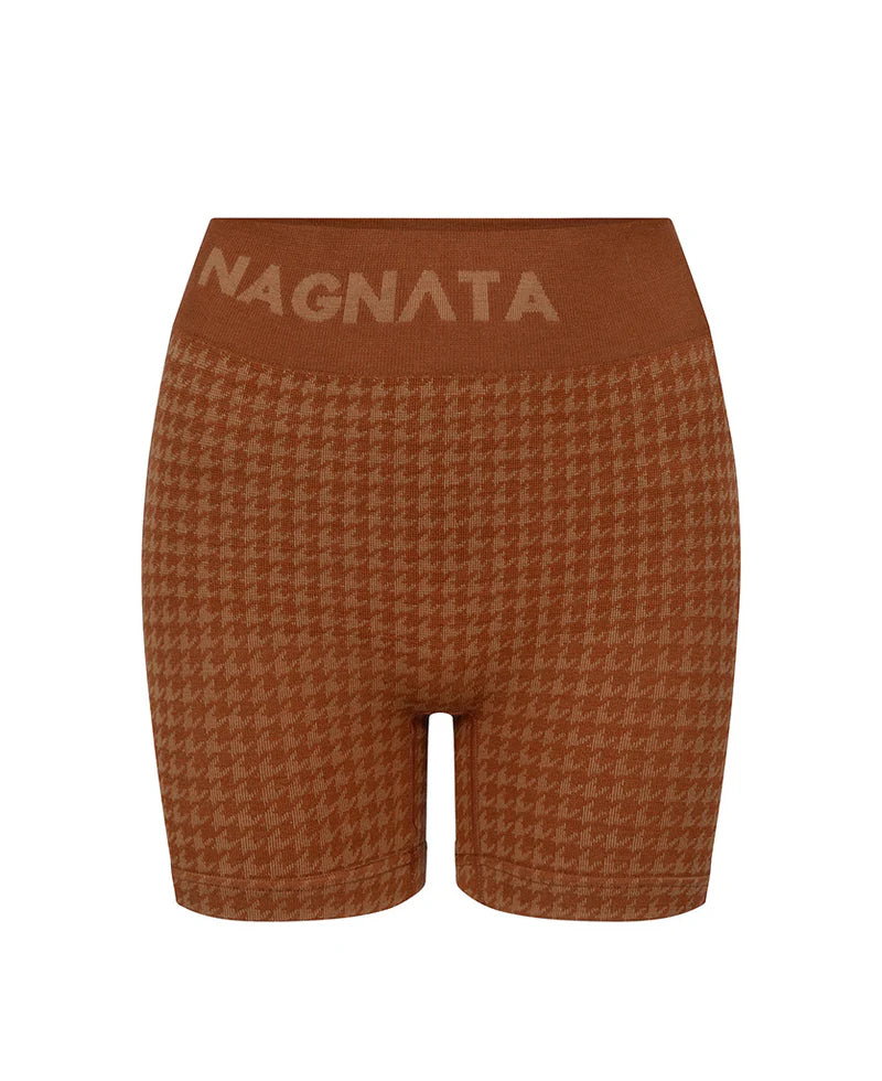 HOUNDSTOOTH WOOL MINI SHORT - SPICE