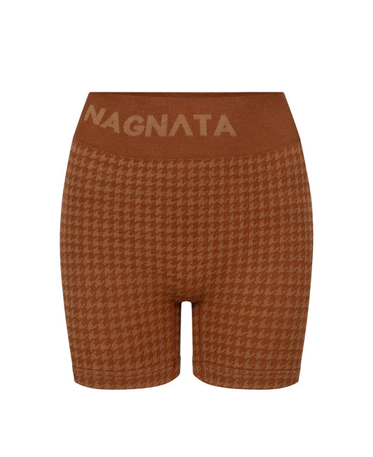 HOUNDSTOOTH WOOL MINI SHORT - SPICE