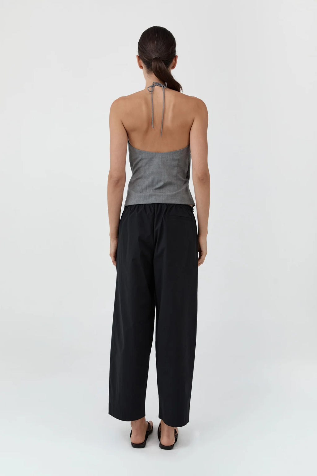 FINE ROULEAU CROP PANTS - BLACK