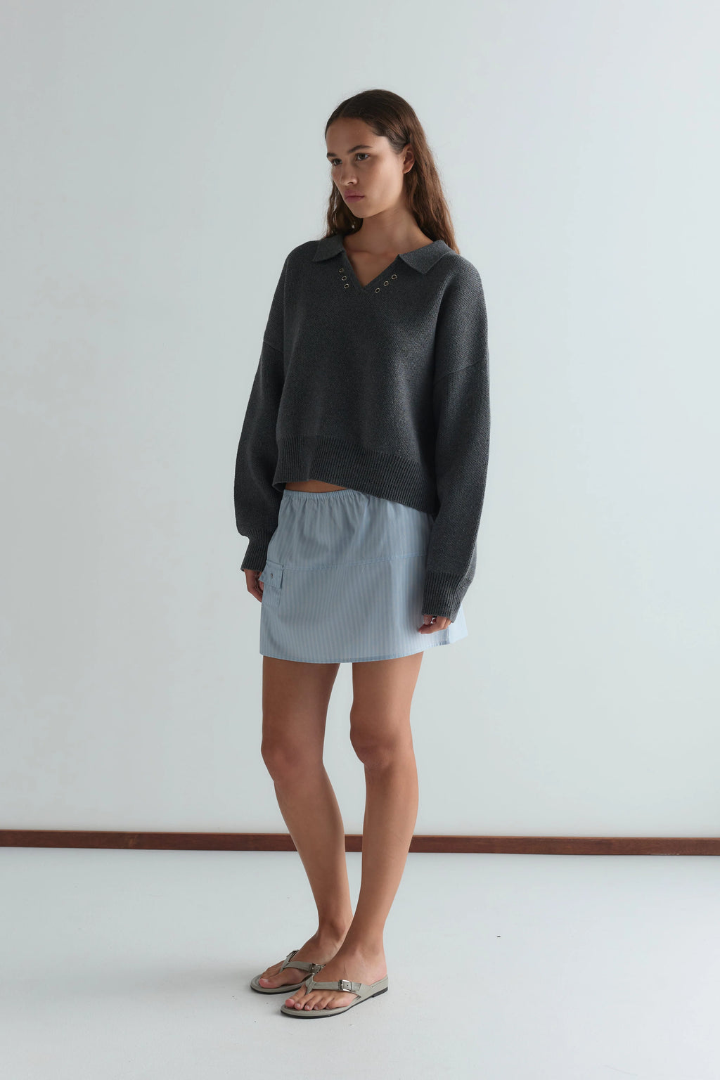 POCKET SKIRT - LAKE BLUE STRIPE