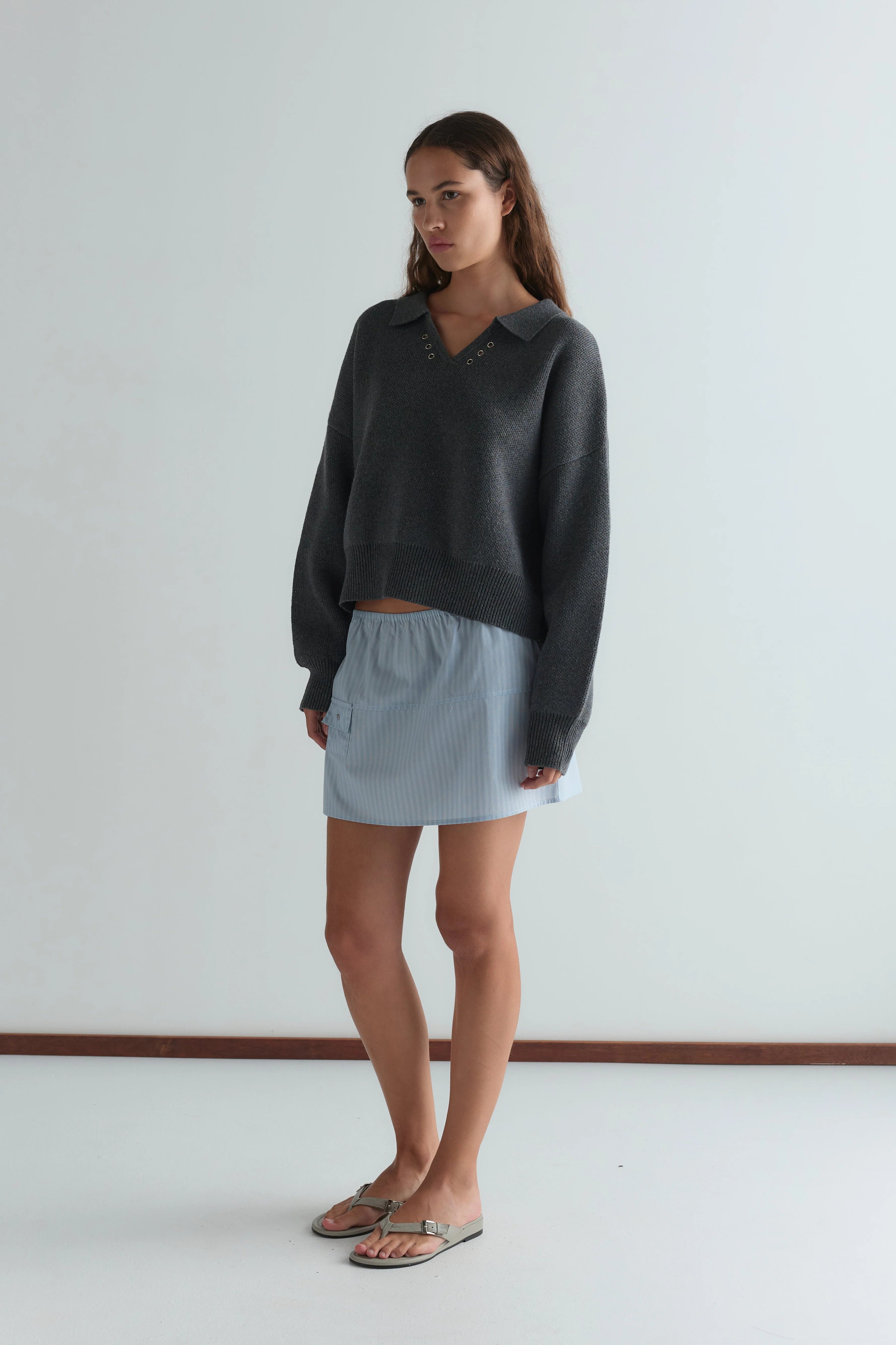 POCKET SKIRT - LAKE BLUE STRIPE