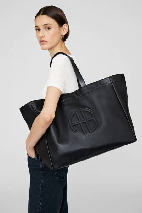 LARGE RIO TOTE - BLACK RECYLCED LEATHER