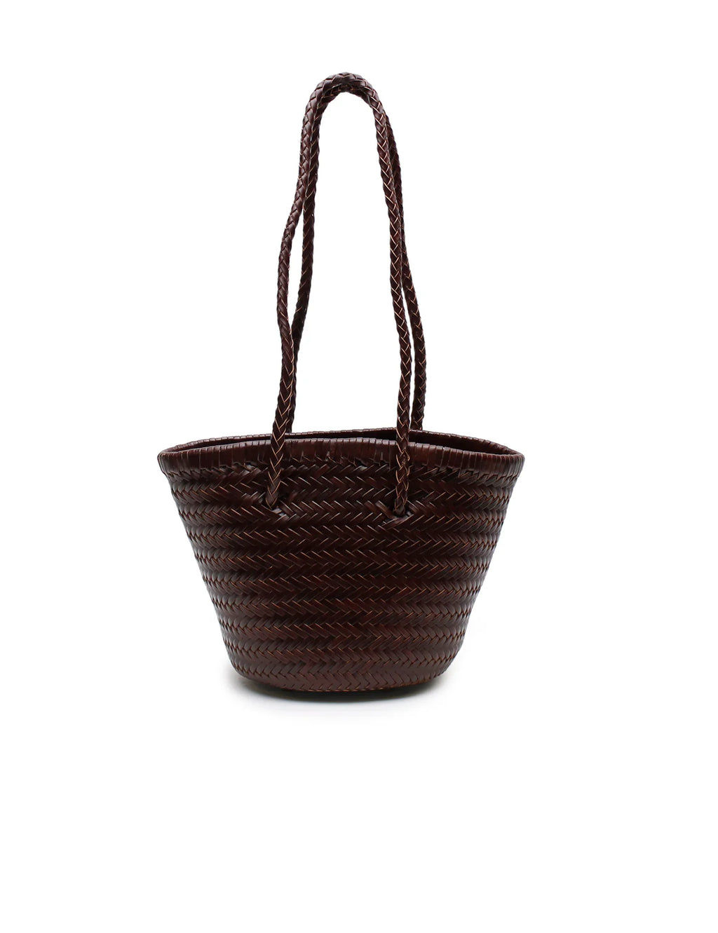 WOVEN BUCKET BAG - BROWN