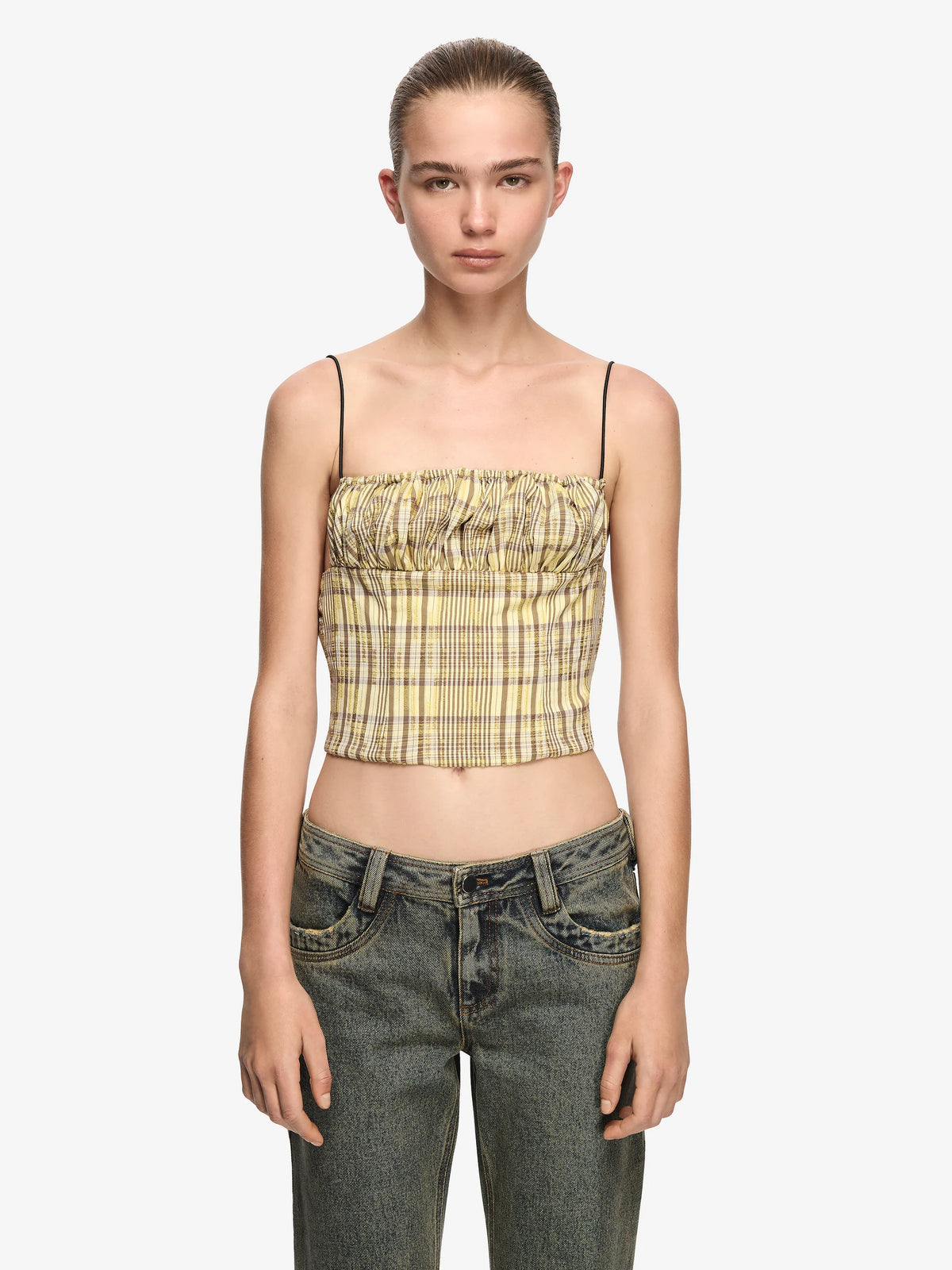 TESSELLATE TOP - CITRUS / TAUPE