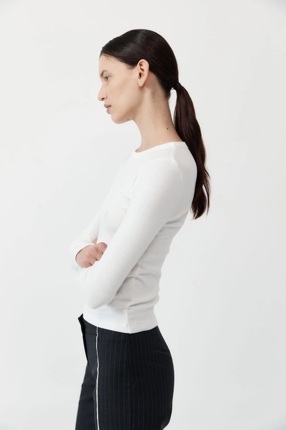 ORGANIC COTTON LONG SLEEVE TOP - WHITE