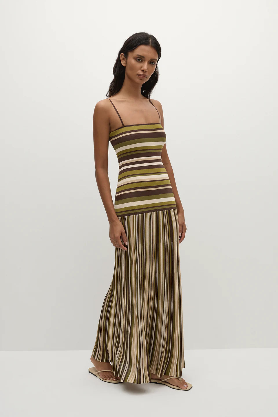 ESSENIA KNIT DRESS - ESPRESSO PINE STRIPE