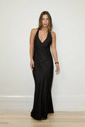 VINTAGE HALTER MAXI - BLACK