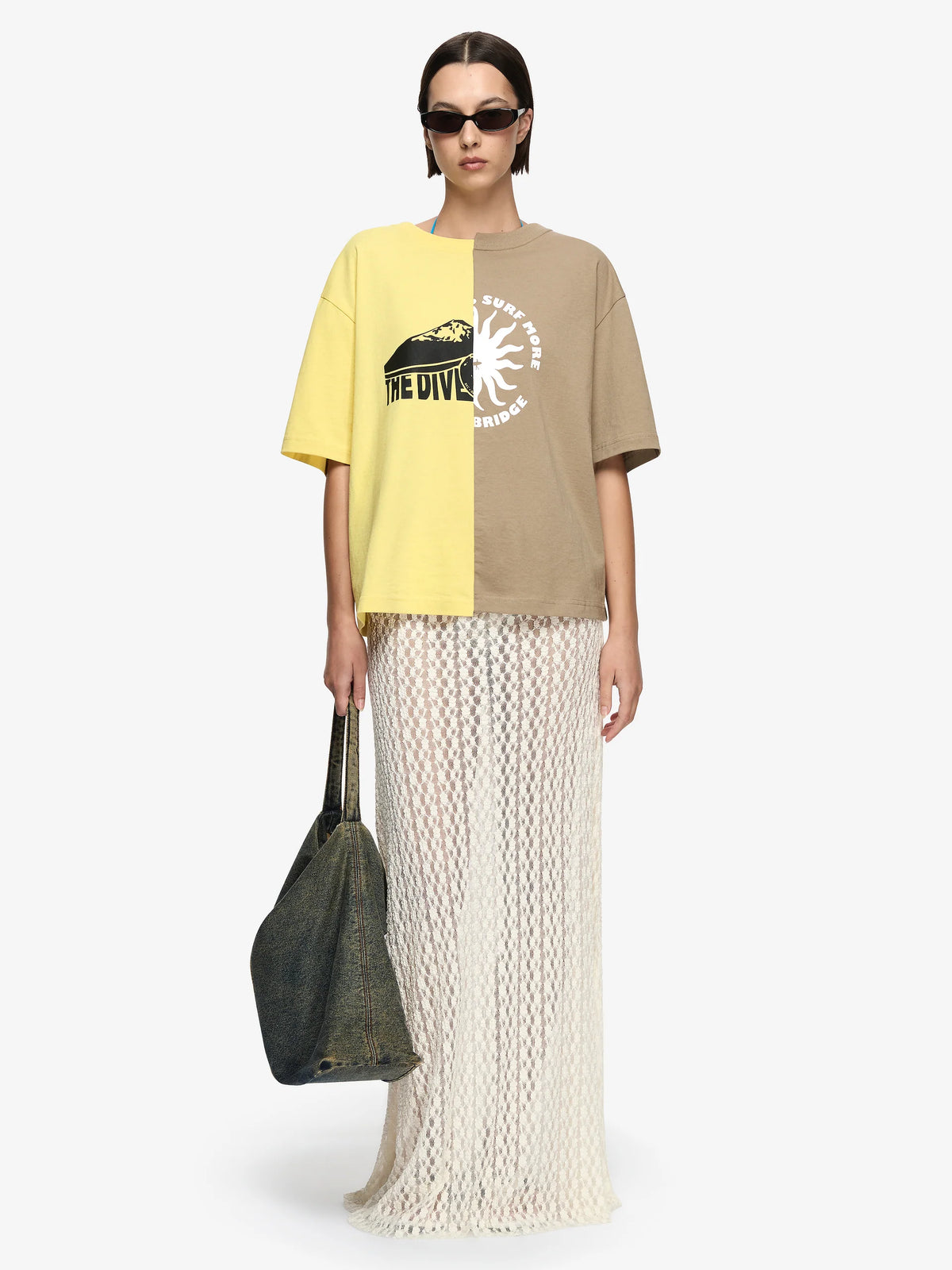 SURF MORE TEE - CITRUS / TAUPE