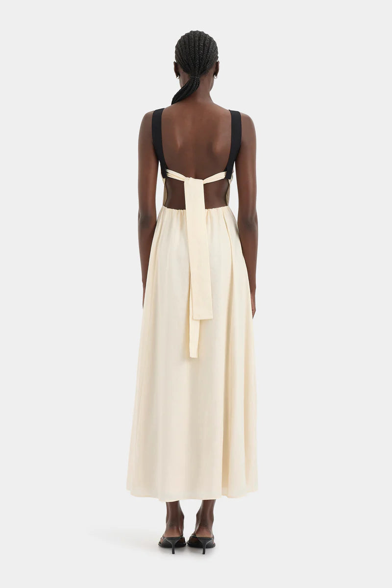 AYLA TIE BACK MAXI DRESS - BONE
