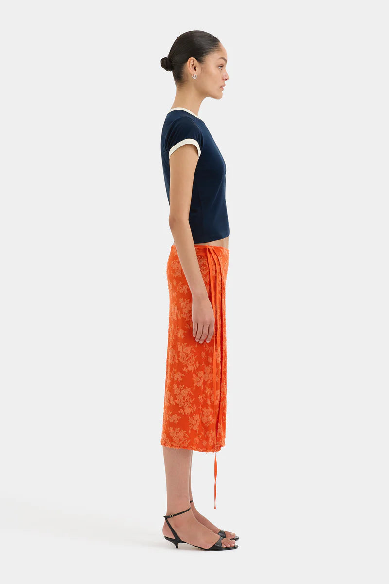 (PRE-ORDER) BLANCA WRAP SKIRT - PALMERA TANGERINE