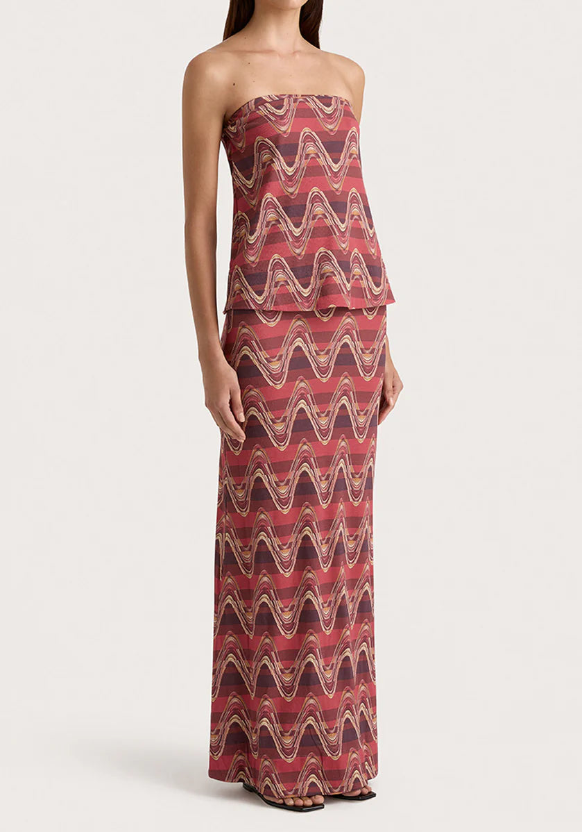 ELINA MAXI SKIRT - RIPPLE WINE