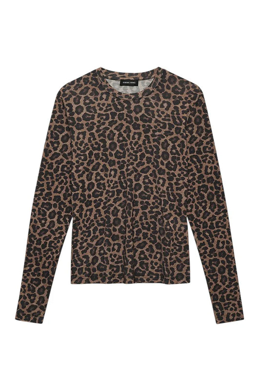 SYLVIE LONG SLEEVE TEE - BLACK AND BROWN LEOPARD