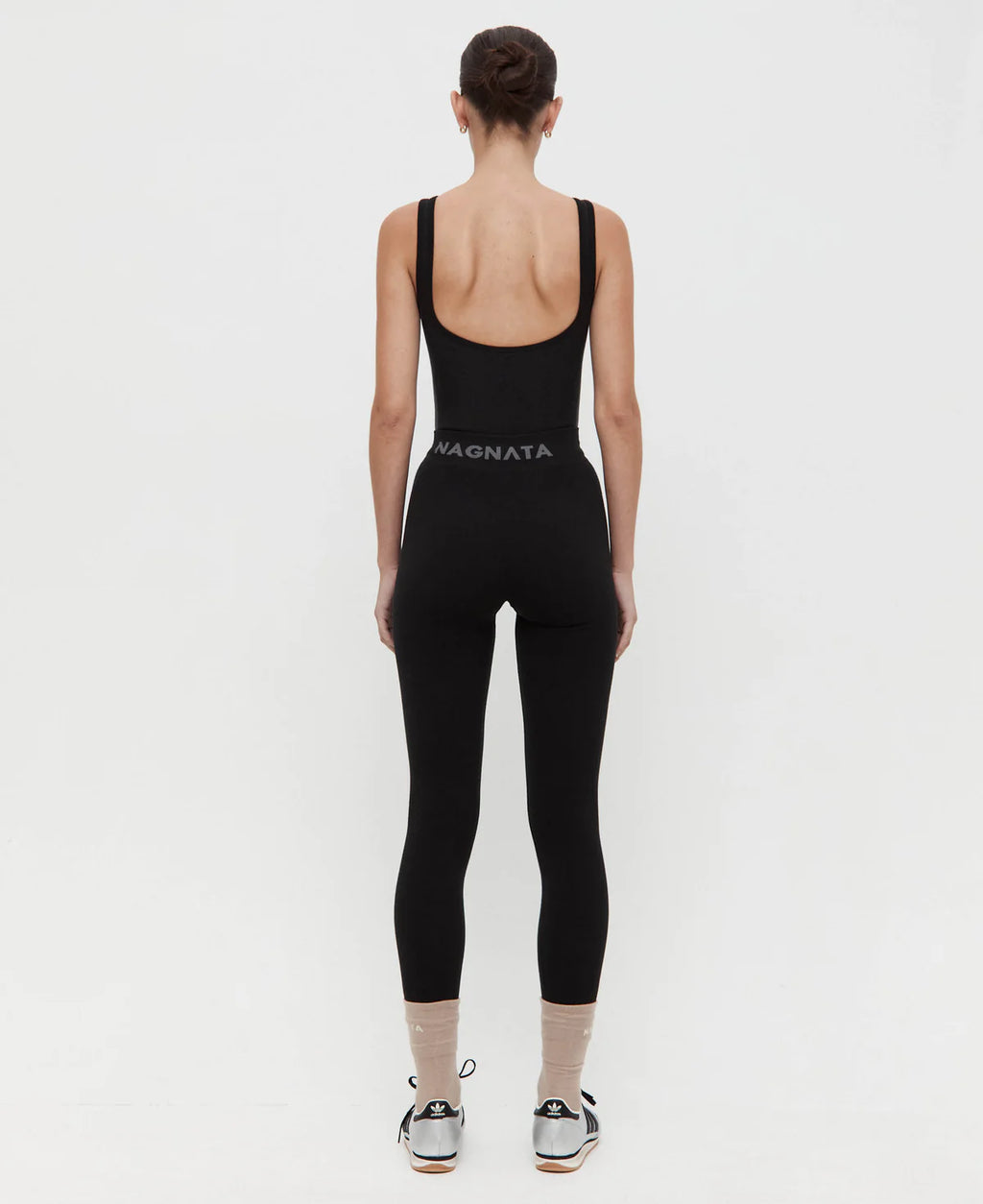 HOUNDSTOOTH WOOL BODYSUIT - BLACK