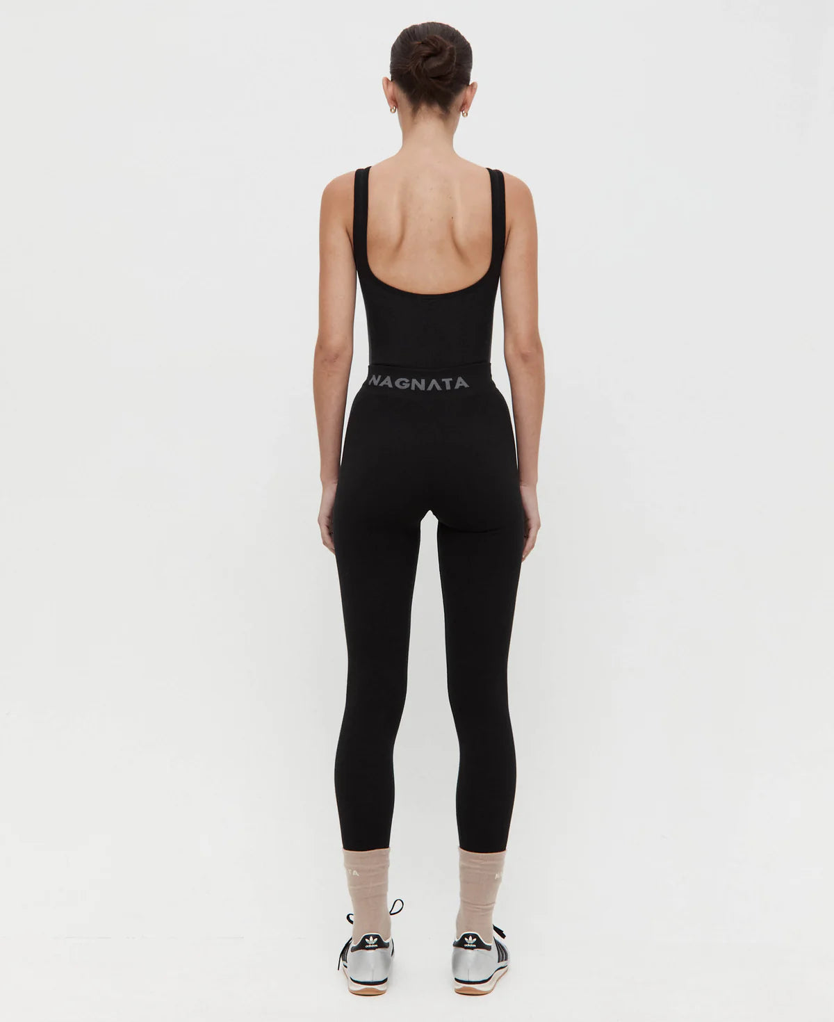 HOUNDSTOOTH WOOL BODYSUIT - BLACK